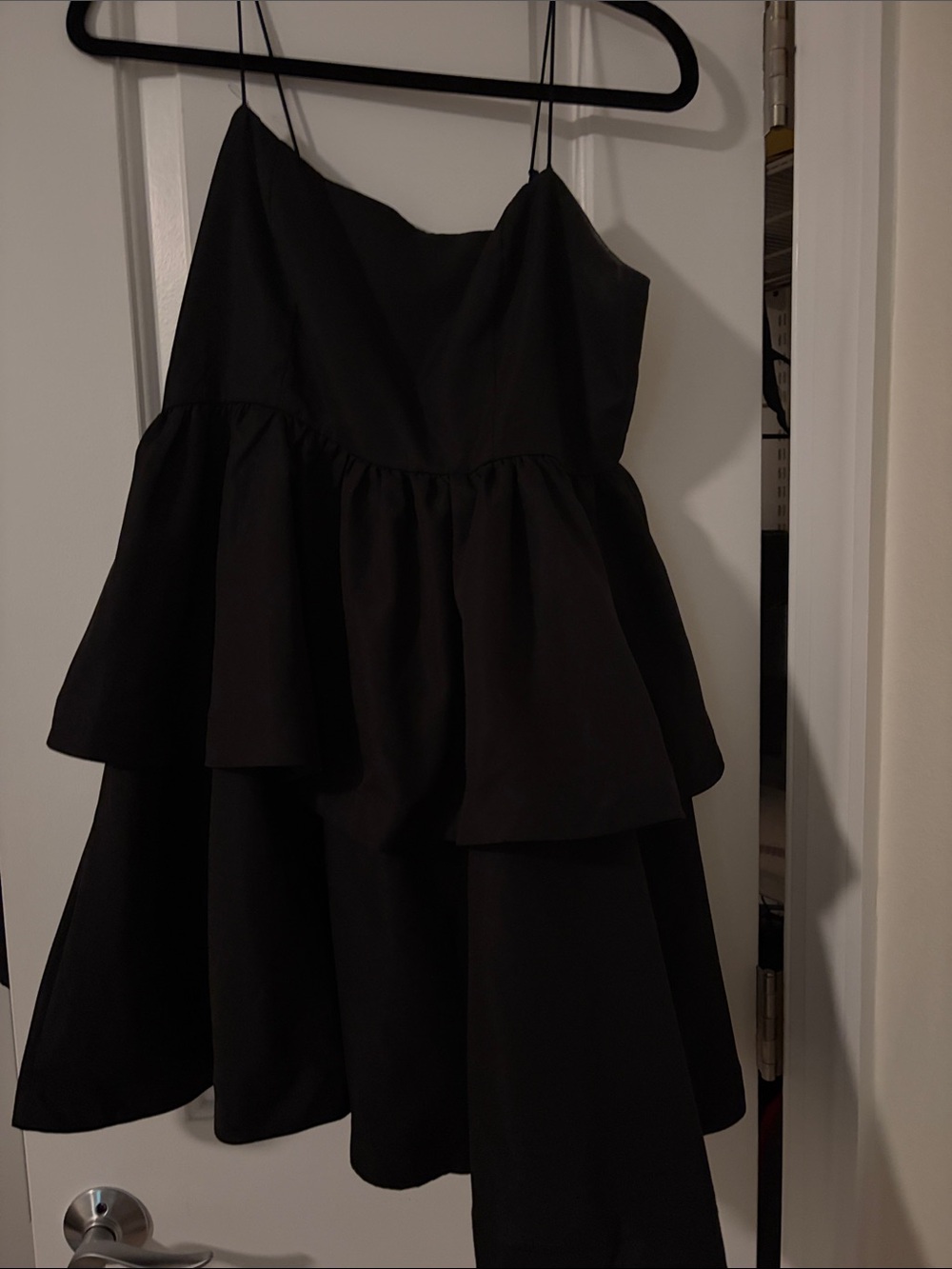 SHEIN Black Tiered Mini Dress with Spaghetti Straps
